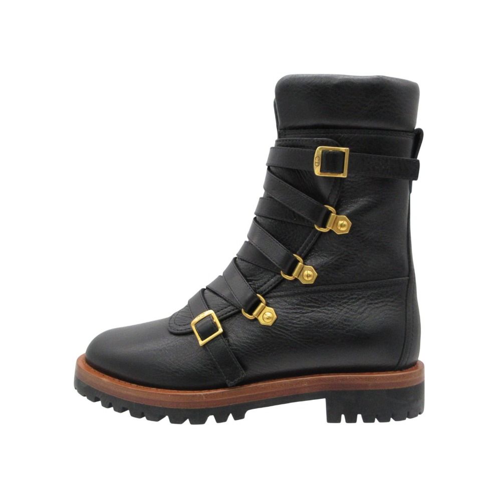 美品 Christian Dior クリスチャンディオール ブーツ Leather Wildior J'ADORE Ankle Boots レザー ワイルディオール ジャドール サイドジップ ブラック 34D 21cm レディース 【中古】 54,000円