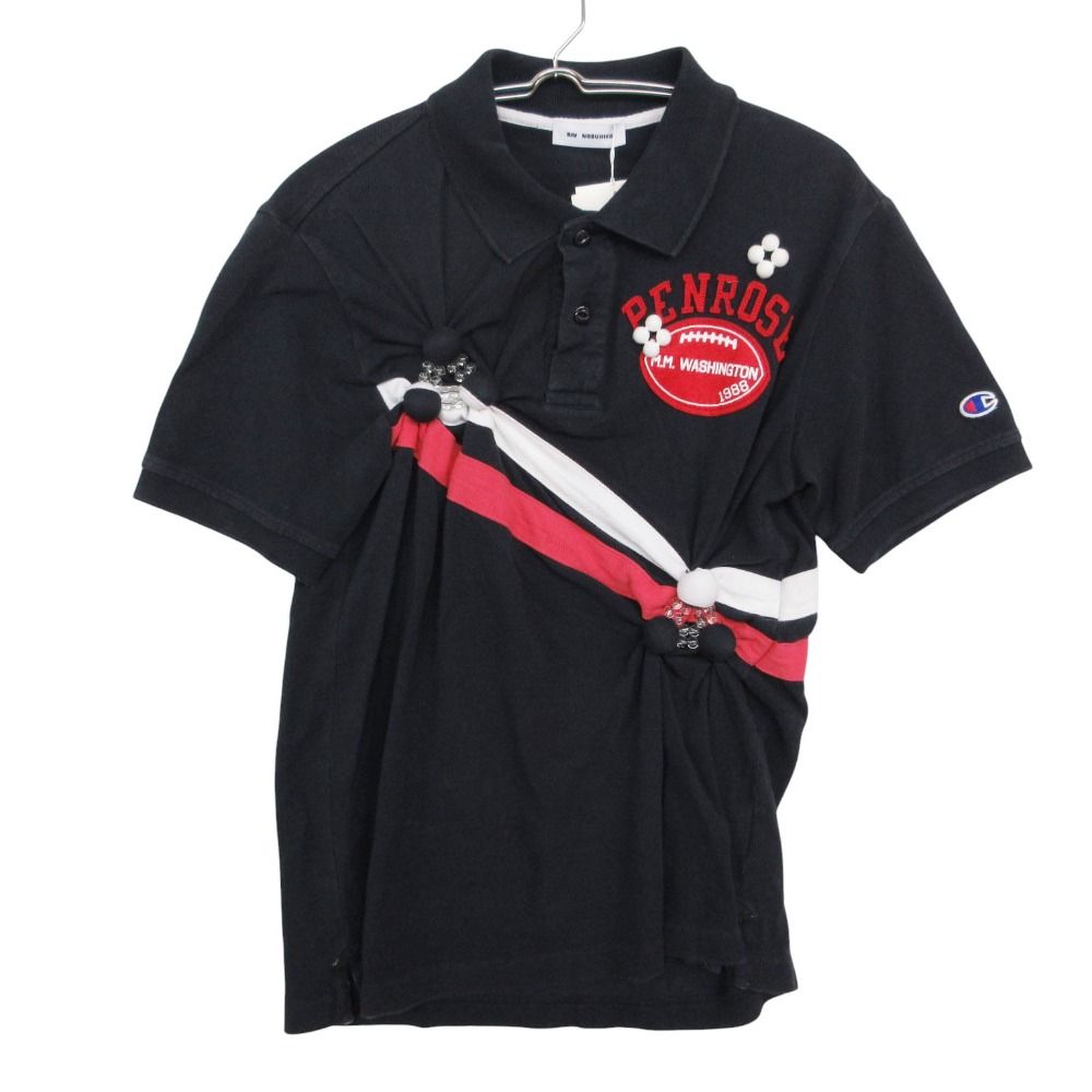 新品同様 RIV NOBUHIKO リブ ノブヒコ ポロシャツ ALMON POLO T-SHIIRT リメイク 半袖 トップス DARK ネイビー FREE【M】 レディース