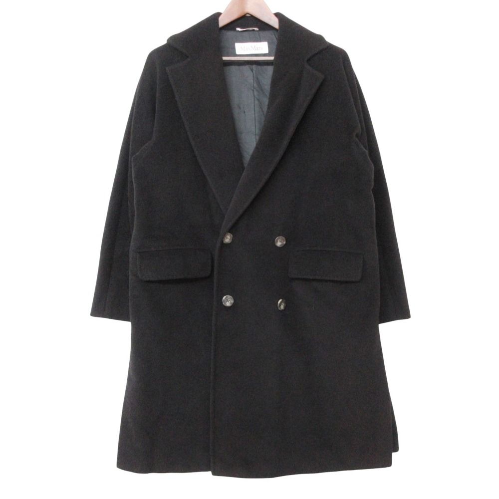 MAX MARA マックスマーラ チェスターコート 白タグ ウールカシミヤ ロング ダブルブレスト アウター サイズ44 XL ブラック 44【XL】 メンズ 【中古】