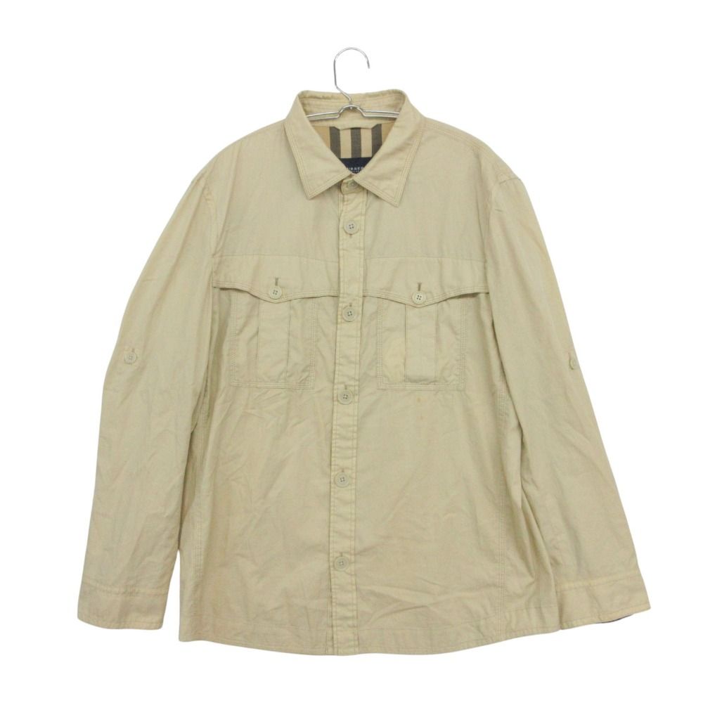 BURBERRY LONDON バーバリーロンドン 長袖シャツ ノバチェック柄裏地 ミリタリー 長袖 トップス ベージュ XL メンズ 【中古】