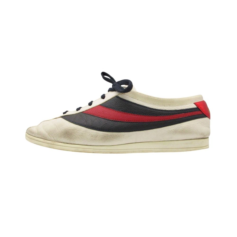 GUCCI グッチ スニーカー ローカット Falacer Ace sneakers Web leather 牛革 カーフ 6 24.5cm メンズ 【中古】