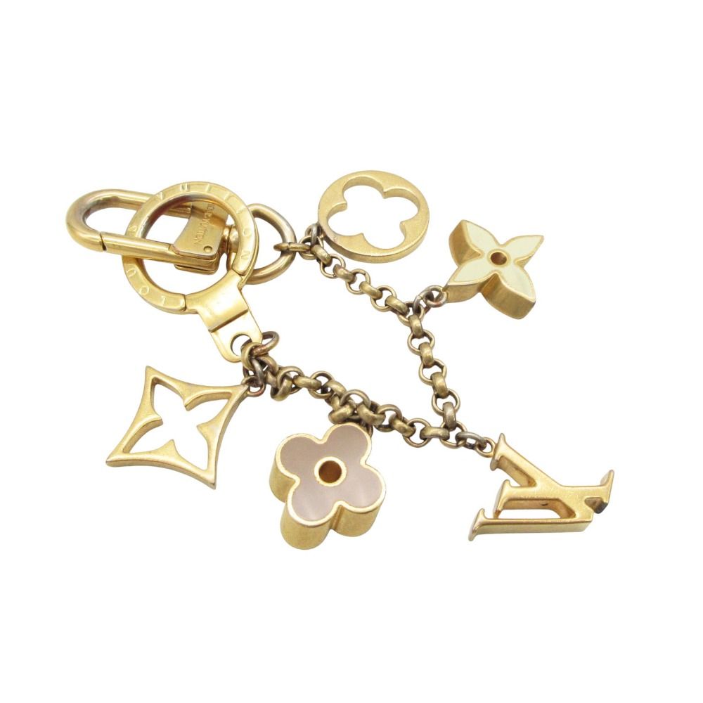 LOUIS VUITTON ルイ・ヴィトン キーホルダー フルール ドゥ モノグラム チャーム キーチェーン ゴールド レディース 【中古】