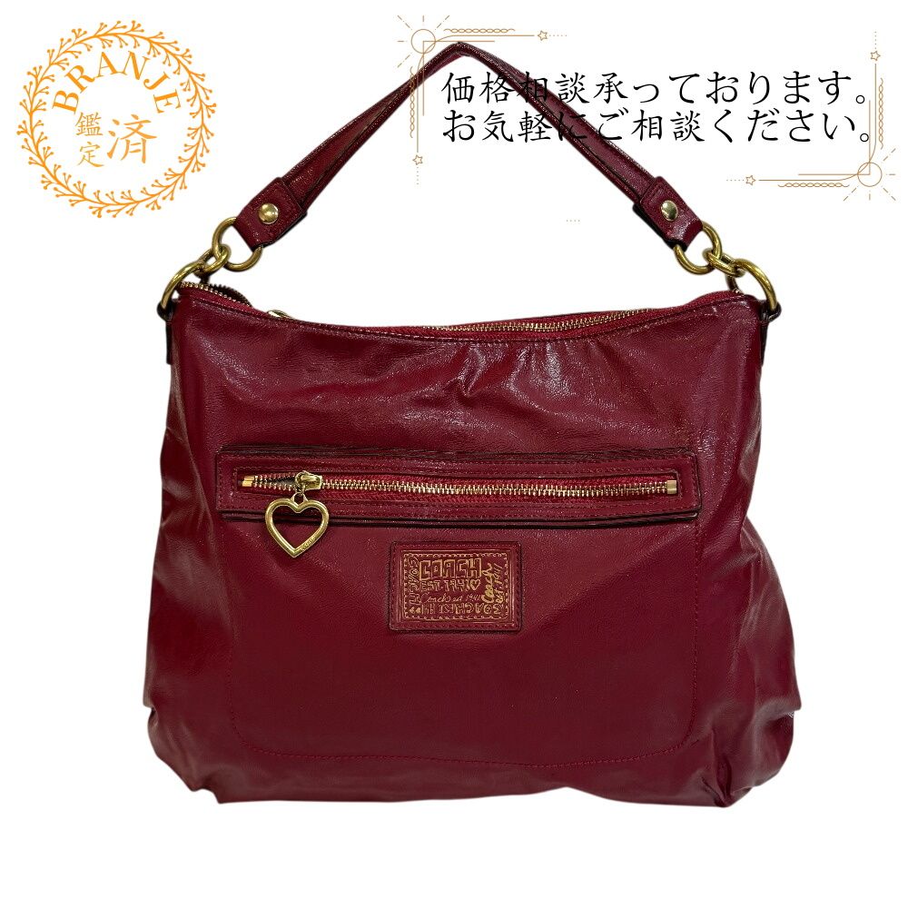 COACH コーチ 20108 パテントレザー ショルダーバッグ レッド レディース