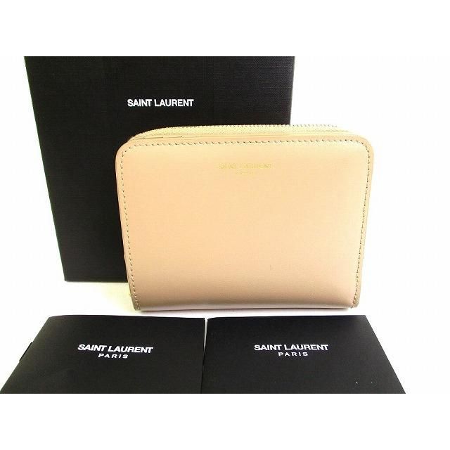 イヴ サンローラン Saint Laurent Paris YSL サンローラン パリ レザー 2つ折り 財布 コンパクト財布 【未使用保管品】