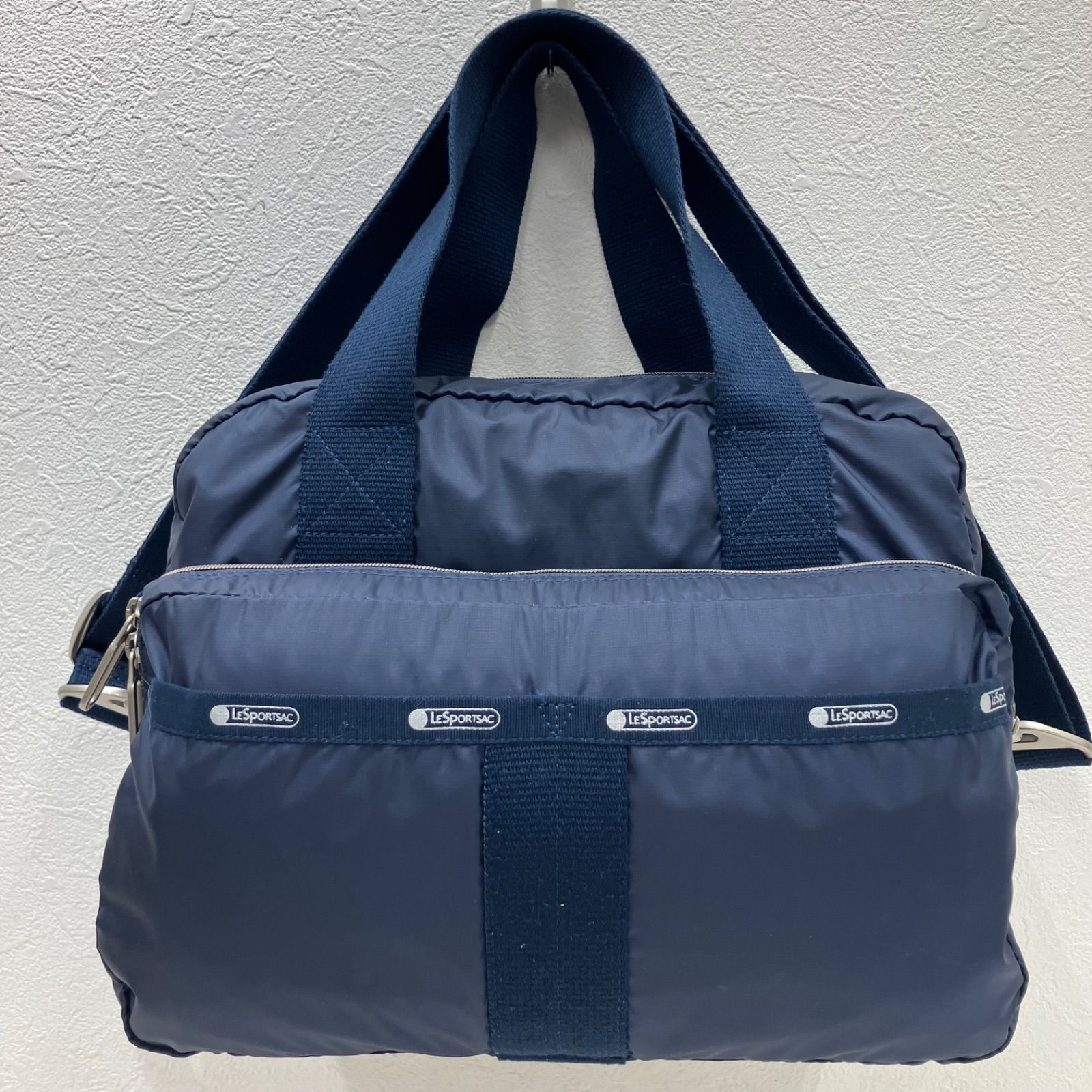 5067　LeSportsac　レスポートサック　ハンドバッグ　 2way　ショルダーバッグ　エッセンシャル　ネイビー系　 紺　ナイロン　軽量　METRO CONVERTIBLE　 メトロコンバーチブル　レディース