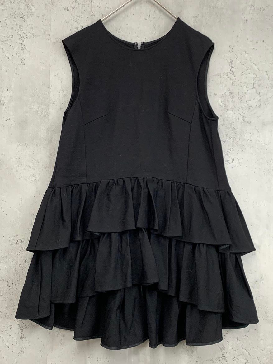 Aveniretoile アベニールエトワール ボリューム ティアードペプラム ノースリーブトップス カットソー size38/黒 ■■◎レディース