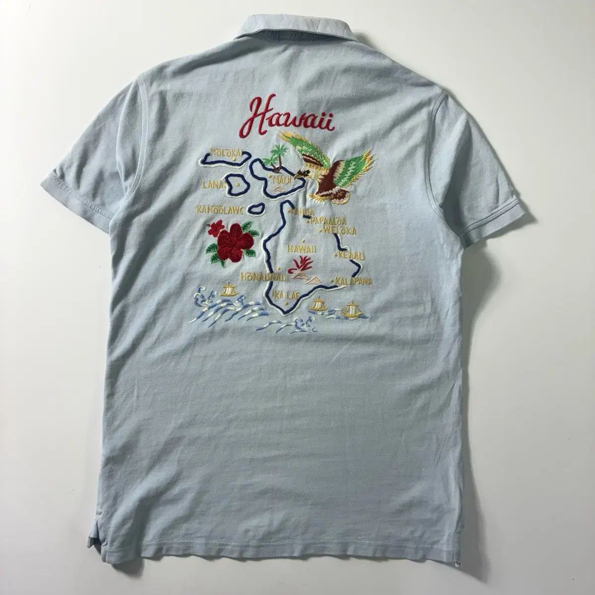 Polo ポロ ラルフローレン スーベニア 刺繍 ライトブルー カラ 半袖Tシャツ