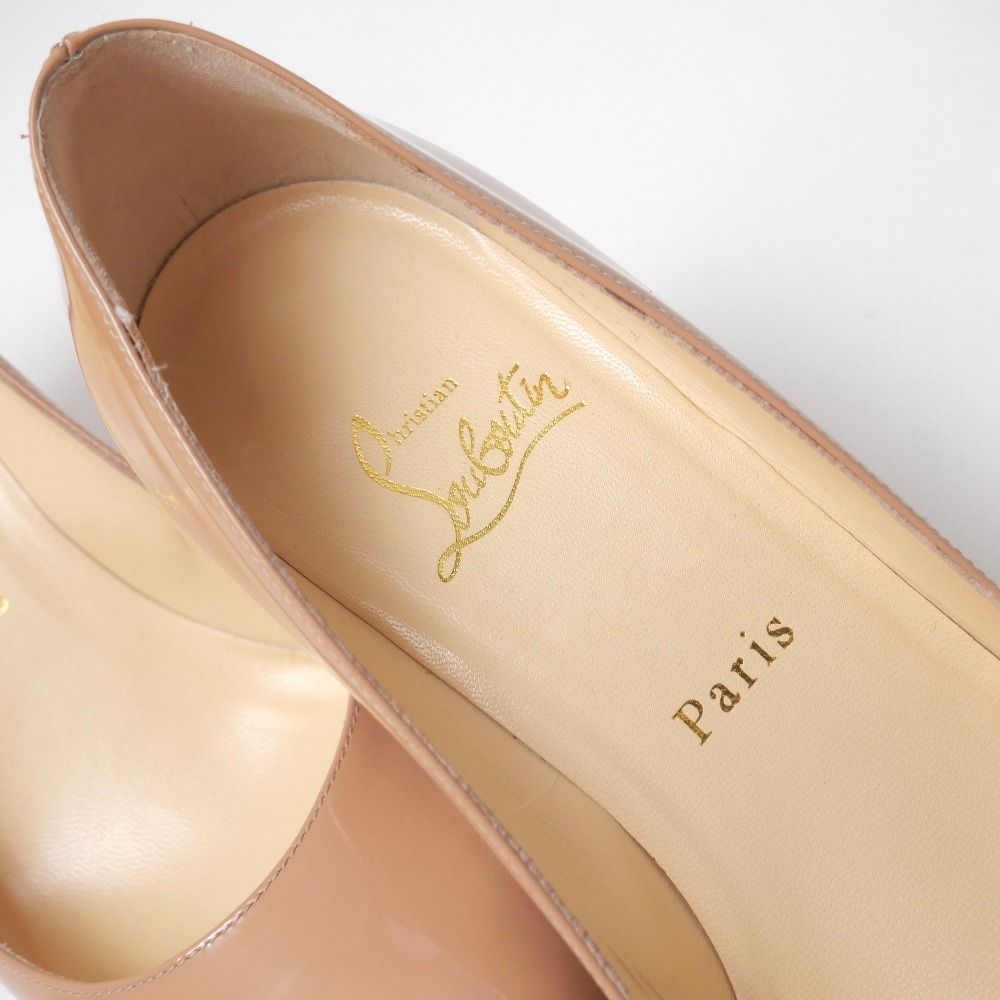 未使用級 クリスチャンルブタン ヌードベージュ パンプス エナメル 36 23 □未使用品□Christian Louboutin クリスチャンルブタン NEW SIMPLE