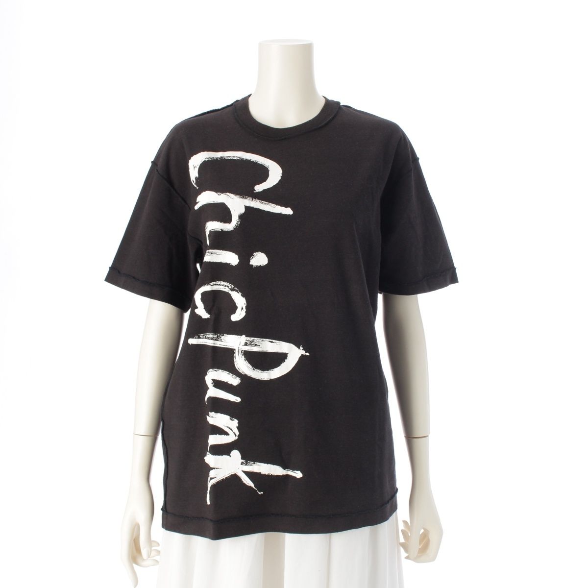 コムデギャルソン AD1991 コットン 青山オリジナル スペシャル ChicPunk インサイドアウト プリント 半袖Tシャツ カットソー トップス ブラック【中古】