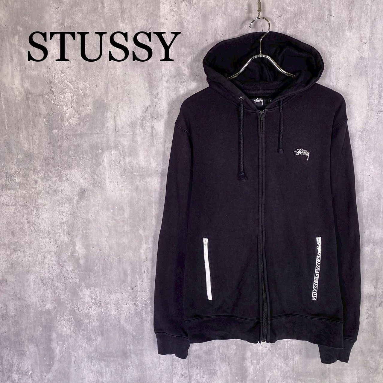 『STUSSY』ステューシー (M) ジップロゴフーディー パーカー