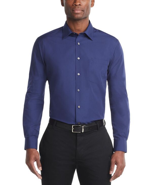 ヴァンハウセン メンズ トップス シャツ Van Heusen Mens Poplin Dress Shirt Classic Athletic Fit Persian Blue ブルー