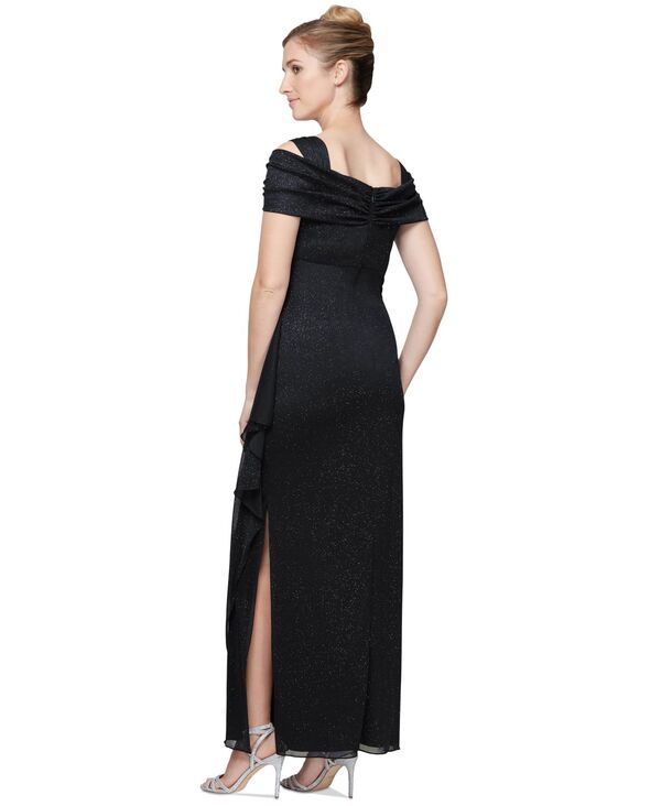 アレックスイブニングス レディース トップス ワンピース ドレープ トール Alex Evenings Alex s ColdShoulder Draped Metallic Gown 4P18 Bl