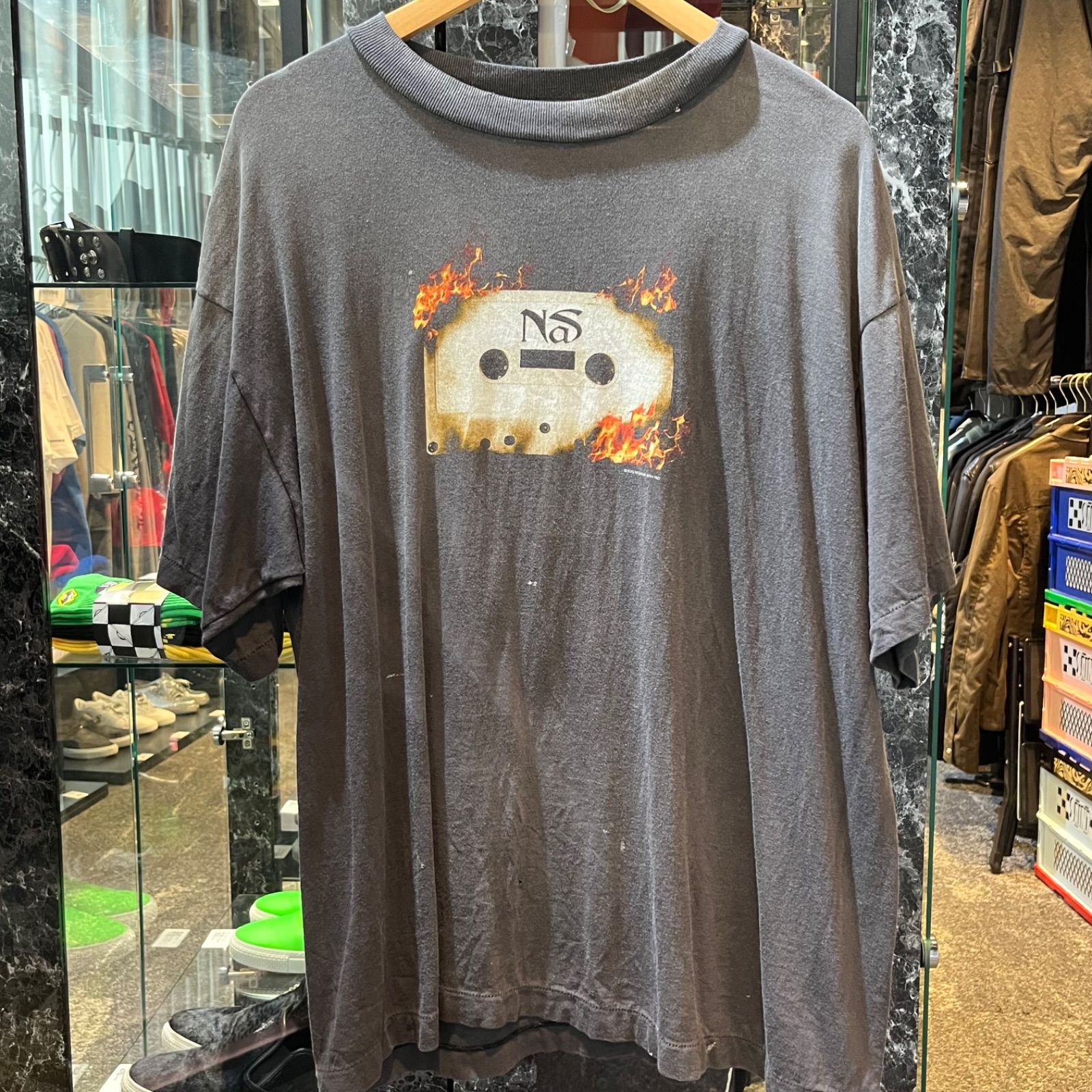 セントマイケル　Tシャツ　NaS　ヴィンテージプリント　グレー　Lサイズ　AB品