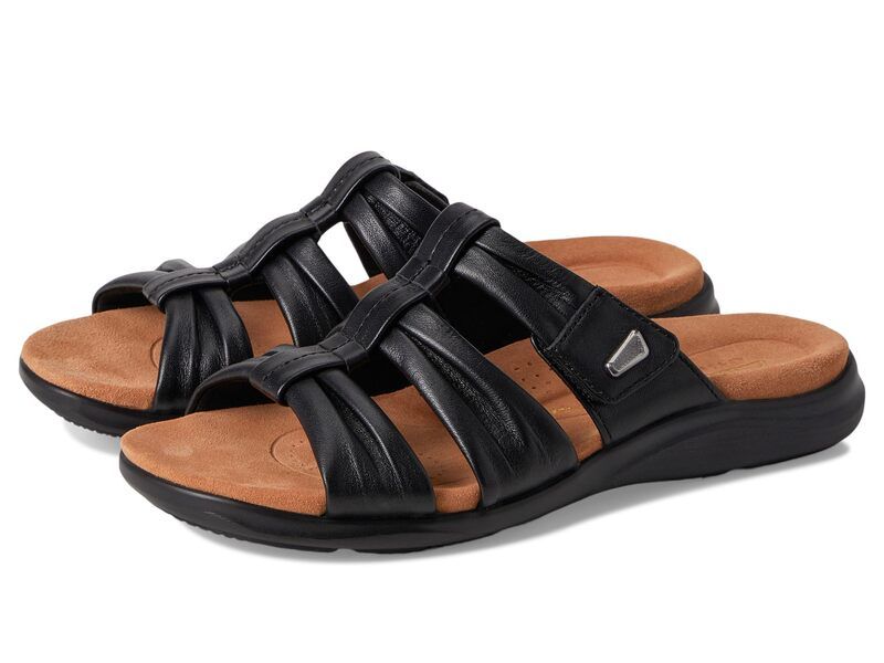 クラークス レディース シューズ サンダル Clarks Kitly Slide Black Leather ブラック