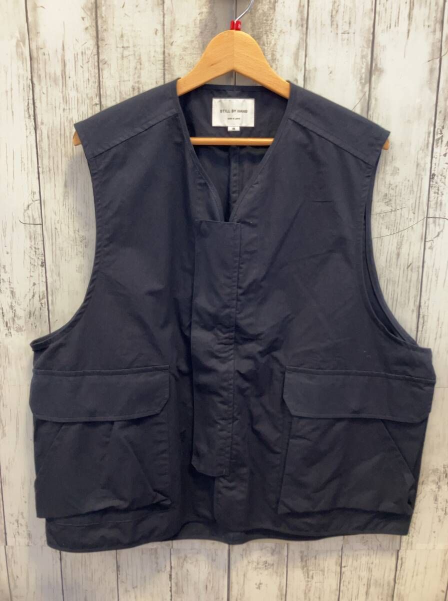STILL BY HAND スティルバイハンド ブラック ベスト 日本製 46サイズ L相当 VE01232 コットン 和紙混