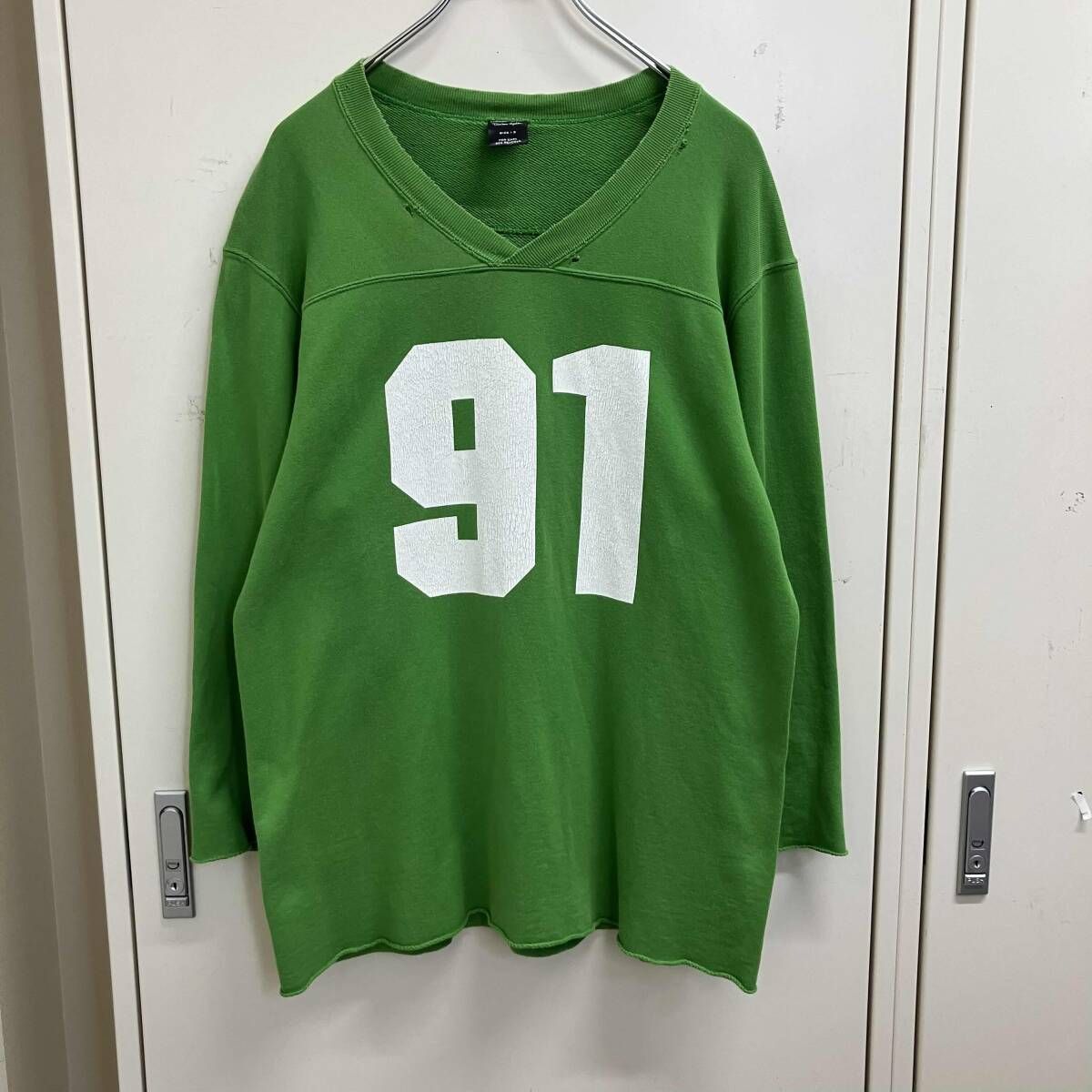 06ss archive NUMBER(N)INE ガンズ期 ROSE ダメージ加工 スウェットシャツ サイズ3 グリーン ナンバーナイン
