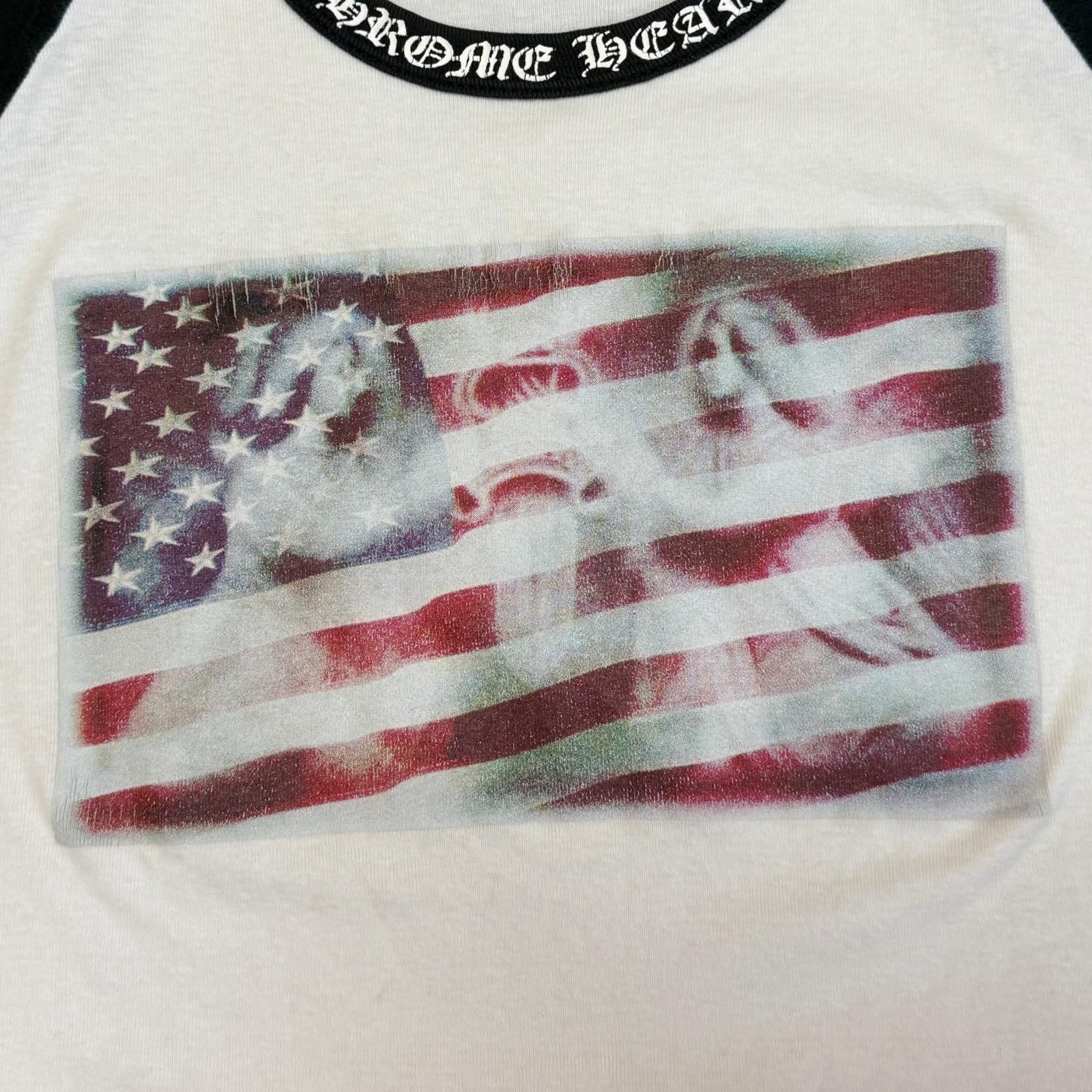 CHROME HEARTS ネックプリント星条旗ラグランカットソー 長袖Tシャツ