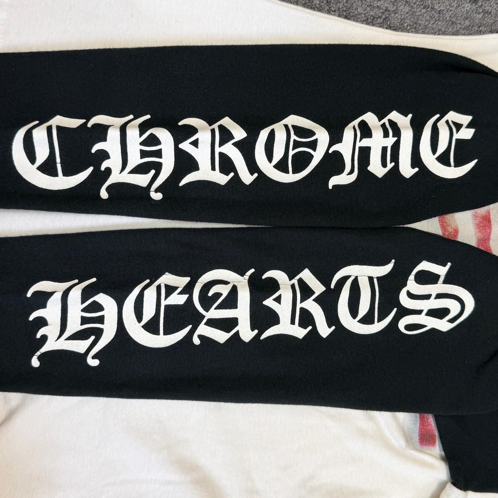 CHROME HEARTS ネックプリント星条旗ラグランカットソー 長袖Tシャツ