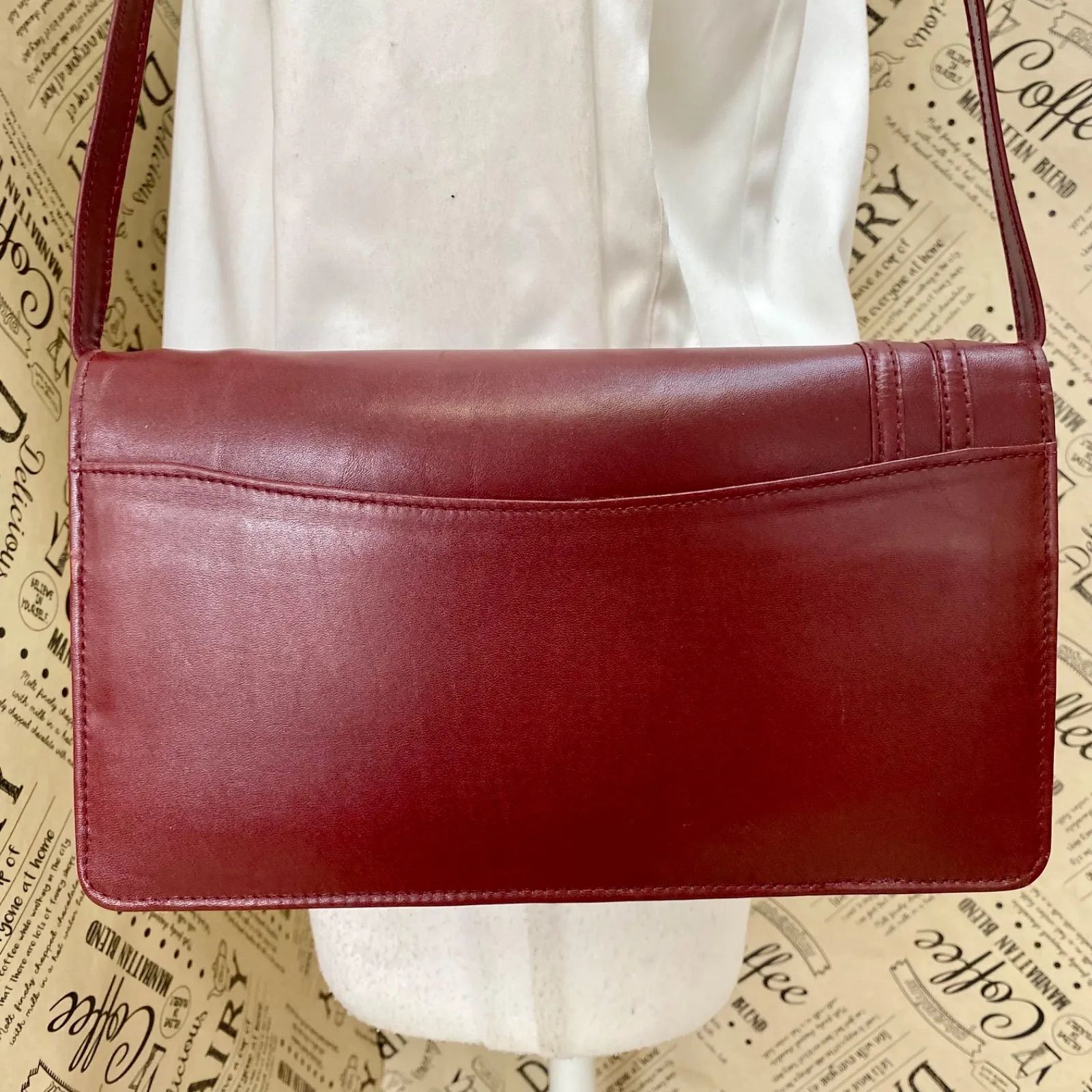 Cartier バーガンディ クラッチバッグ 美品】Cartier バーガンディ
