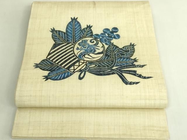 平和屋着物＊極上　夏物　本場琉球紅型　藍型　九寸開き名古屋帯　龍　麻　逸品　DZAB7104kh6