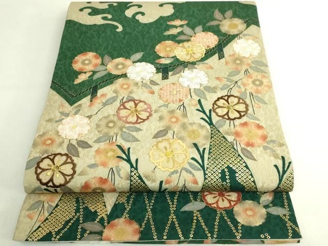 平和屋着物●極上　染織の名門　しょうざん　太鼓柄袋帯　刺繍　枝垂れ桜　金彩　逸品　未使用　DZAB7140kh6