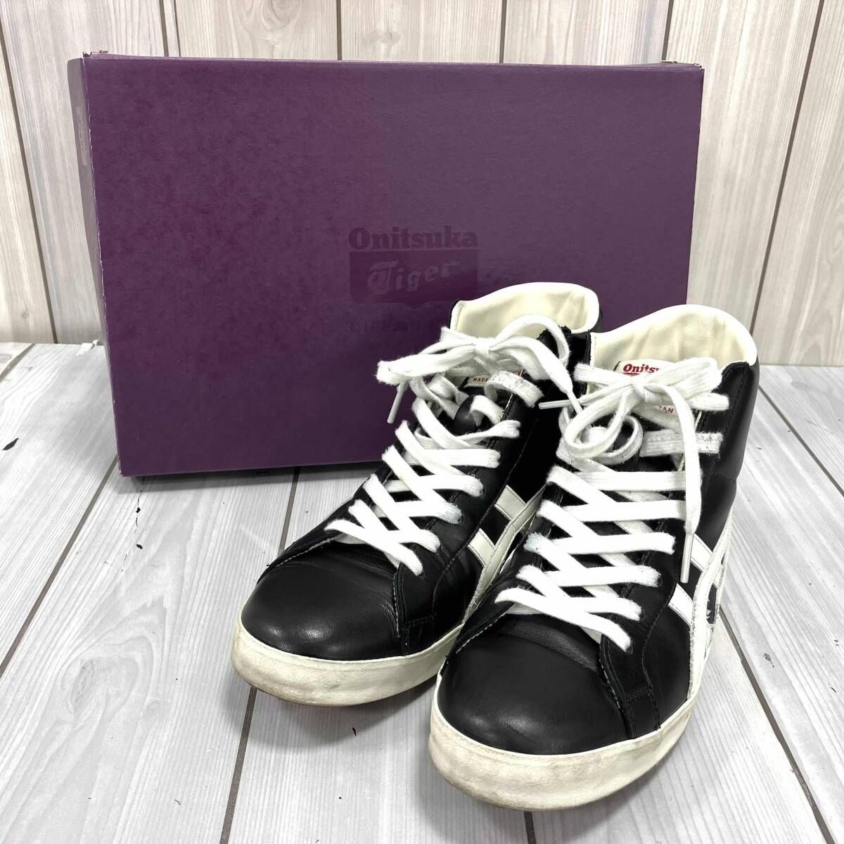 Onitsuka Tiger 1183B439-001 スニーカー ハイカットスニーカー レザースニーカー ブラック 24.5cm