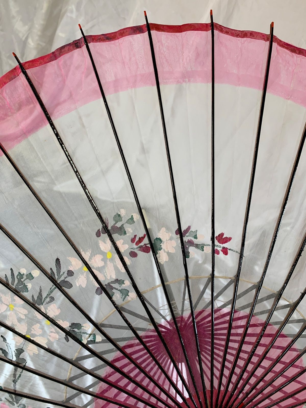 日本舞踊　小道具　高級舞踊傘　枝桜　手書き 日本舞踊小道具高級舞踊傘枝桜手書き