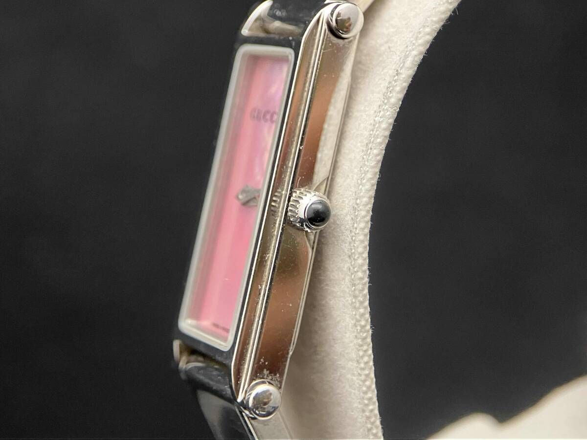 GUCCI 1500L 文字盤 ピンク シェル バングル ウォッチ 時計 クォーツ