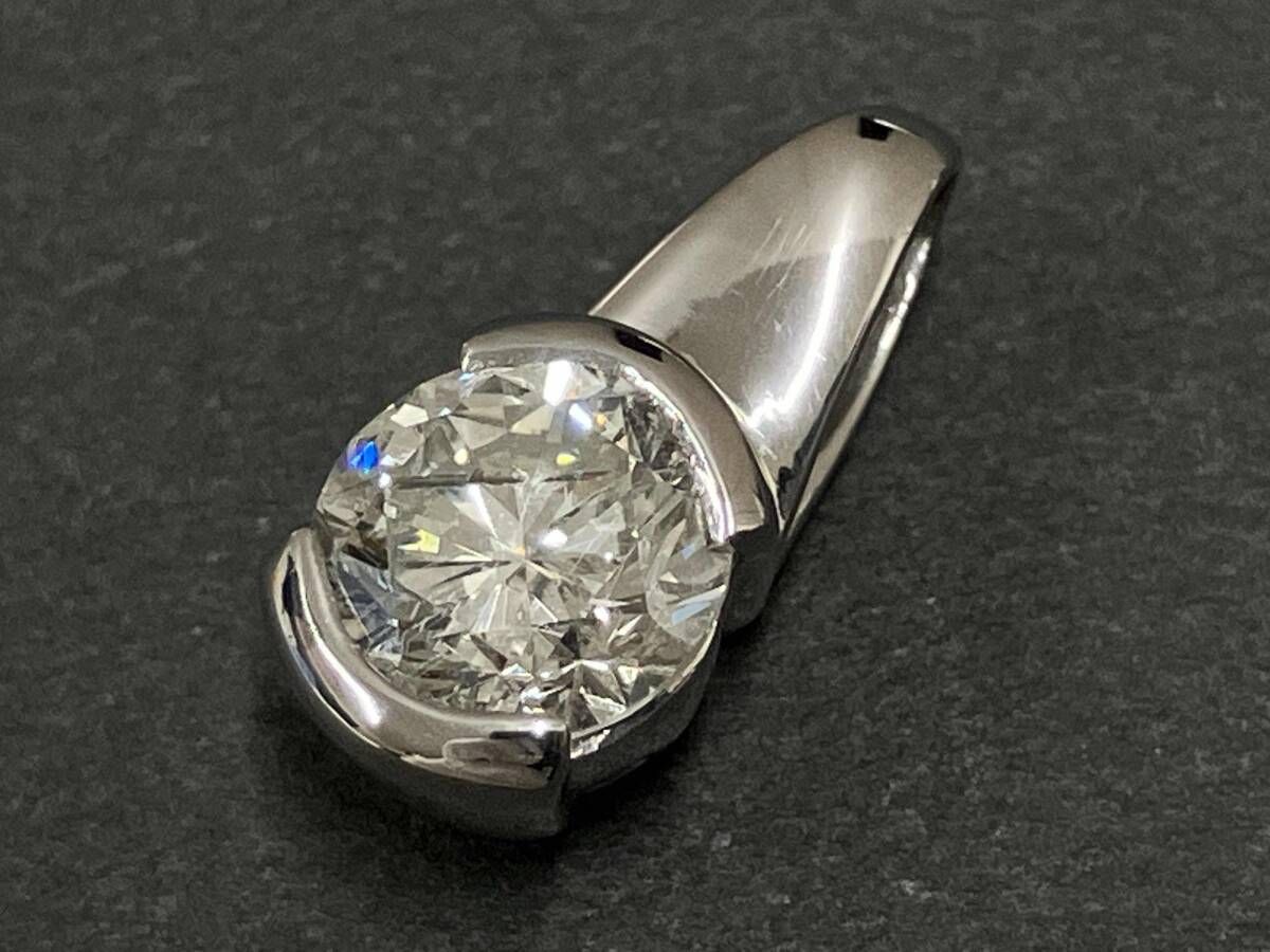 【クリーニング済】Pt850 プラチナ　トップ　総重量約2.3g 天然ダイヤモンド1.13ct 鑑別カード付　一粒ダイヤ
