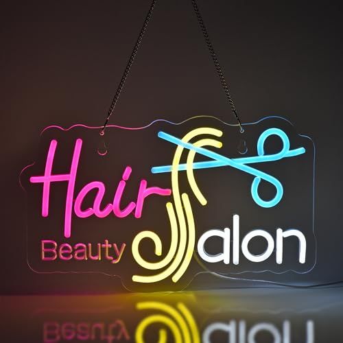 ヘアサロンネオンサイン 多階段調光可 LED HAIR SALONネオンライト Beauty Salon 理容室 美容院など店の飾り 美容室用店舗ネオン管ライト USBパワード40*24cm 国内発送 7ce4460f