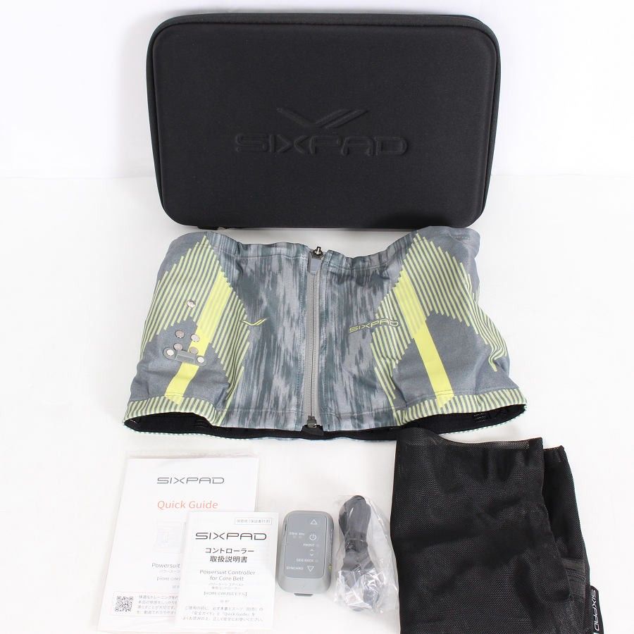 【美品】MTG SIXPAD Powersuit Core Belt SE-BS-14B-M グレー ホームジム対応モデル Mサイズ シックスパッド パワースーツ コアベルト 本体