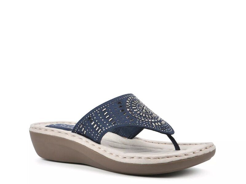 クリフバイホワイトマウンテン レディース シューズ サンダル Cliffs by White Mountain Cienna Wedge Sandal Navy ネイビー