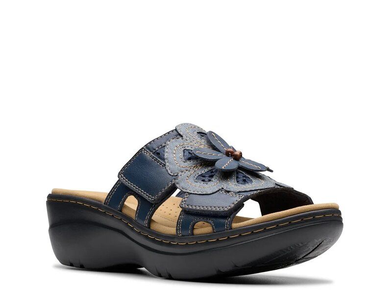 クラークス レディース シューズ サンダル Clarks Merliah Belle Wedge Sandal Navy Multicolor ネイビー