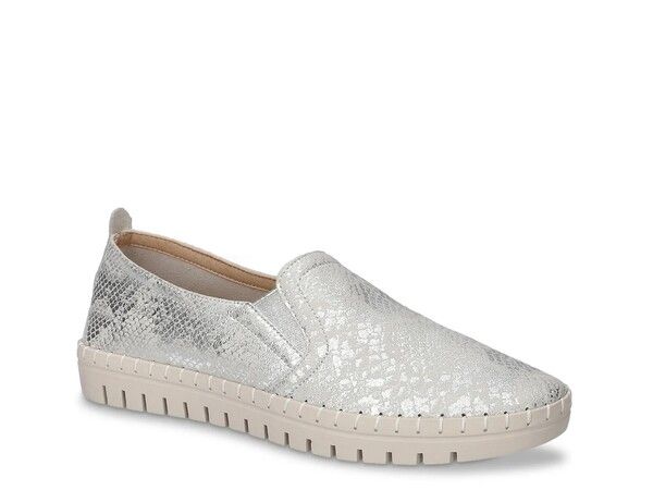 イージーストリート レディース シューズ スニーカー Easy Street Fresh SlipOn Sneaker Silver Metallic Snake Print シルバー