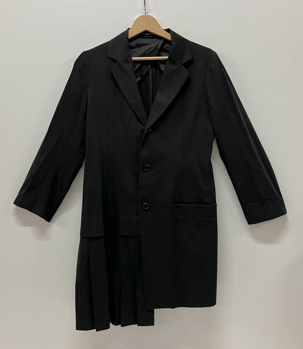 YOHJI YAMAMOTO ヨウジ ヤマモト NP-J02-001 その他コート + noir ノアール アシンメトリー 変形 裏地無し サイズ2 ブラック 日本製