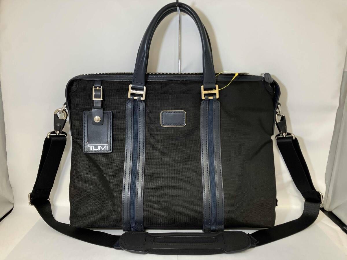 TUMI トゥミ JARVIS ジャーヴィス Slim Brief ブリーフケース ショルダーバッグ リミテッドエディション 紺 黒 中国製 101135 1068 擦れ有