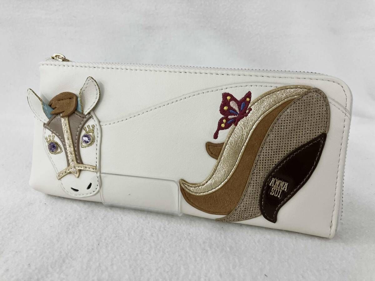 ANNA SUI アナ・スイ レディース 長財布 318190 ホワイト 馬 カジュアル