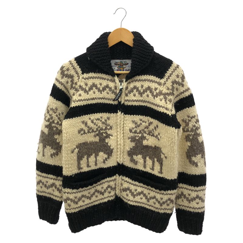 【中古】KANATA カウチンニットジャケット サイズM相当 ベージュ カナタ[19]