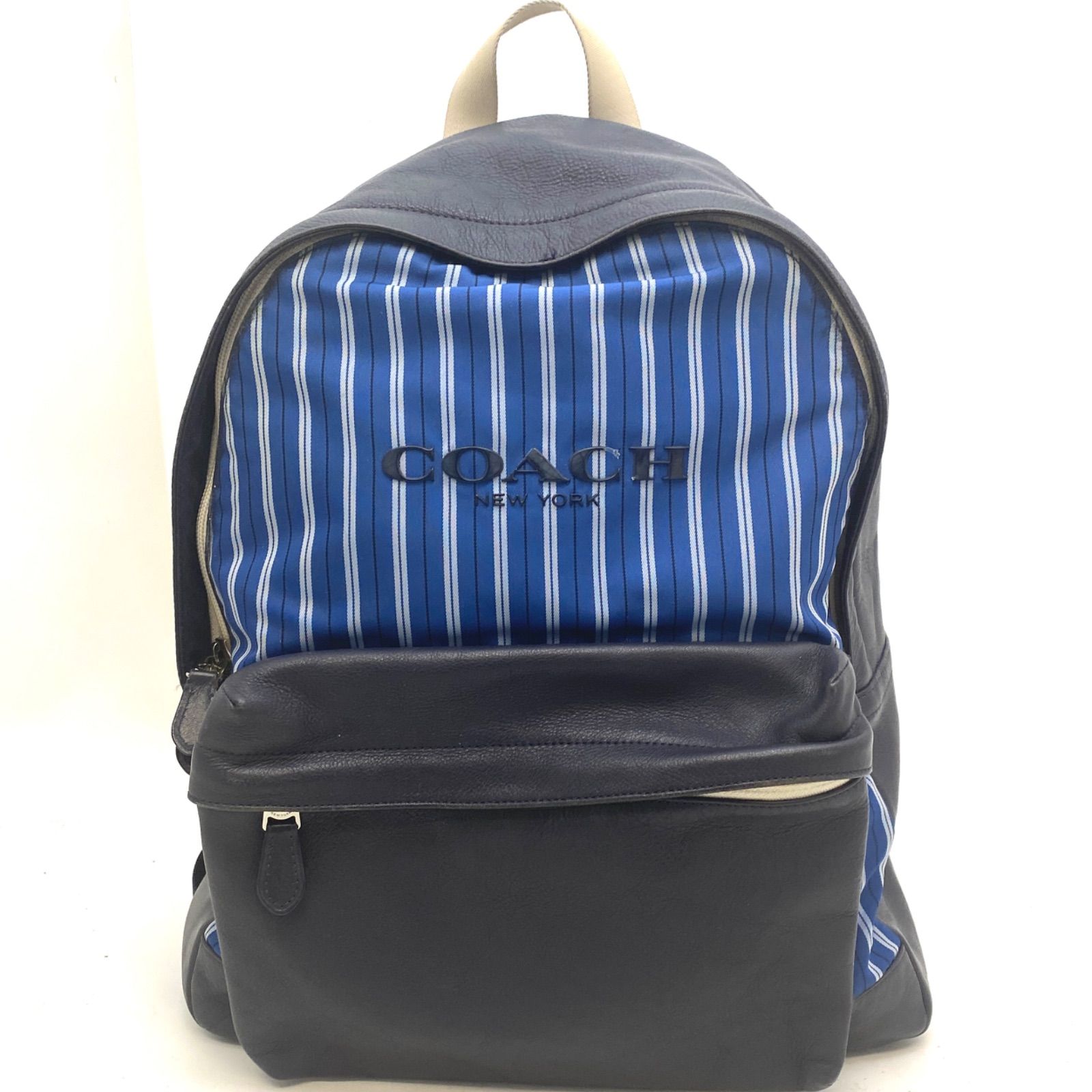 コーチ COACH リュック バックパック ストライプ 大きめ 通勤通学 ブルー GF399