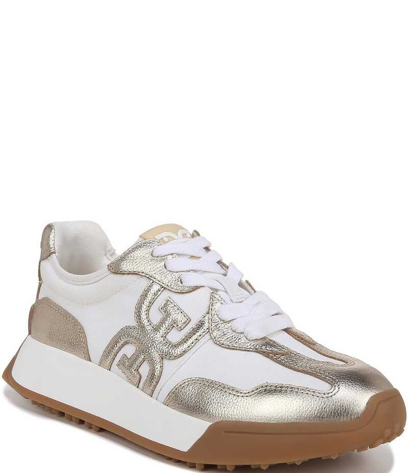 サムエデルマン レディース ボトムス カジュアルパンツ スニーカー レース レザー Sam Edelman Langley Leather and Fabric Lace Up Retro Sneak