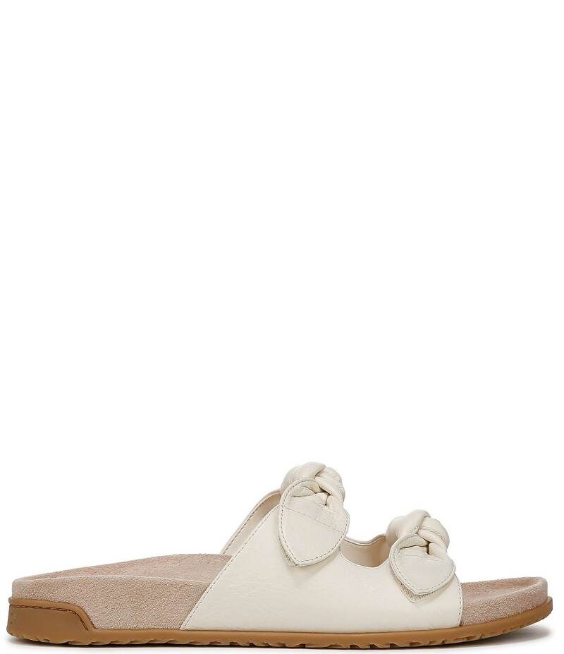 バイオニック レディース シューズ サンダル レザー Vionic Elara Leather Knotted Detail Slide Sandals White ホワイト