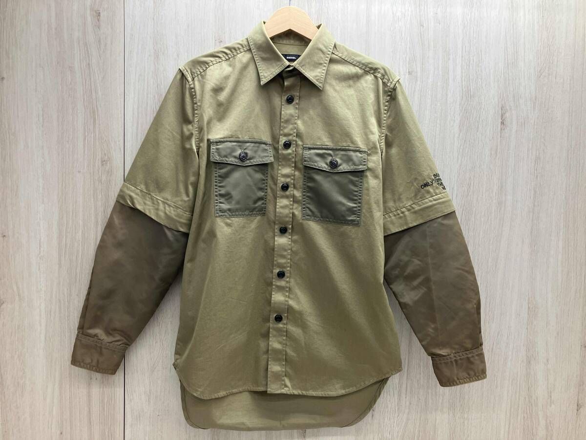 DIESEL/ディーゼル KOSOV/コソフ ミリタリーユーティリティシャツ コットンギャバジン フラップポケット 2WAY ロゴプリント コンバーチブル