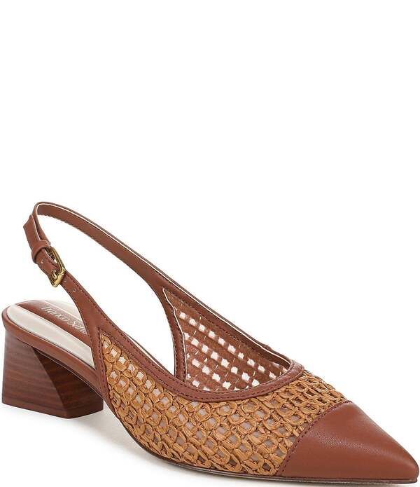 フランコサルト レディース シューズ パンプス キャップ ヒール Franco Sarto Racer 9 Raffia Cap Toe Block Heel Slingback Pumps Brow