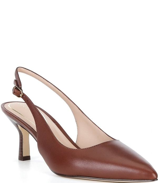 コールハーン レディース シューズ ヒール レザー Cole Haan Hanselleather Slingback Stack Heel Pumps Dark Cuoio