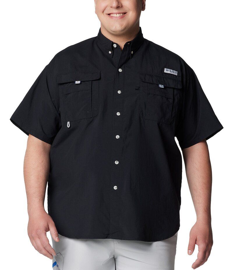 コロンビア メンズ トップス シャツ トール 半袖 Columbia PFG Big Tall Bahama II Solid ShortSleeve Woven Shirt Black ブラック