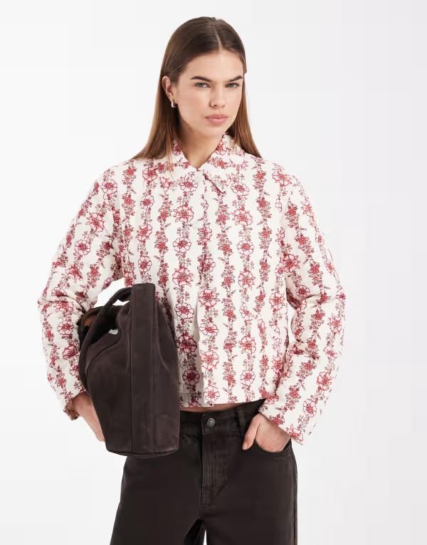 オンリー レディース アウター ジャケット・ブルゾン フラワー柄 プリント キルティング フラワー ONLY quilted jacket floral print PINK ピンク