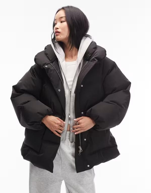 アンドアザーストーリーズ レディース アウター コート ミディ Other Stories midi padded puffer coat with front pockets black ブラック