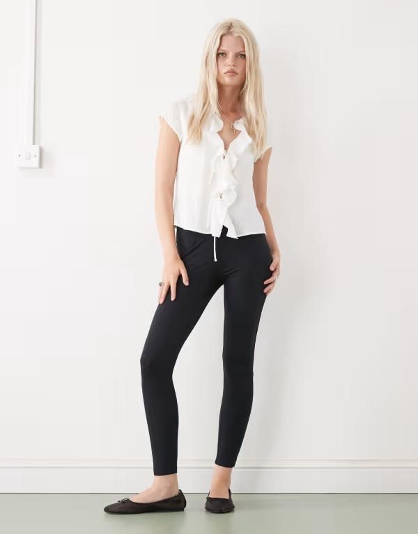コルージョン レディース ボトムス レギンス COLLUSION deep waistband leggings Black ブラック