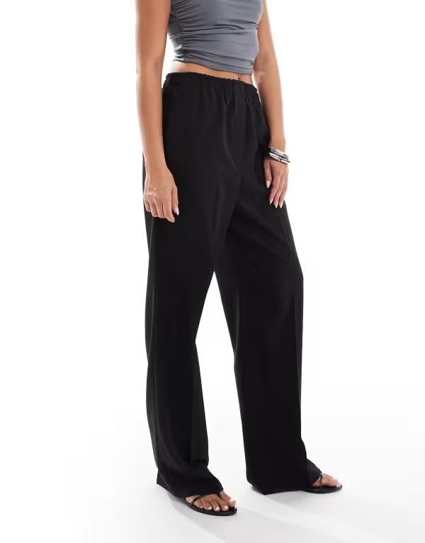 エイソス レディース ボトムス カジュアルパンツ パンツ ASOS DESIGN tailored pull on pants black ブラック