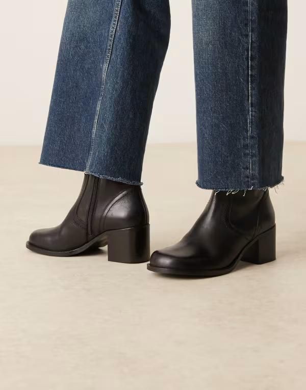 エイソス レディース シューズ ブーツ・レインブーツ アンクル ブーツ レザー ヒール ASOS DESIGN Rory leather round toe heeled ankle boots Bl 27,160円